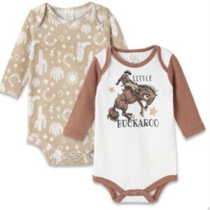 Tesa Babe Little Buckeroo L/S Bodysuit (2-Piece Set) - Beige